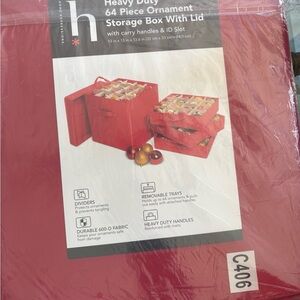 Heavy Duty Red Ornament Storage Box with Lid